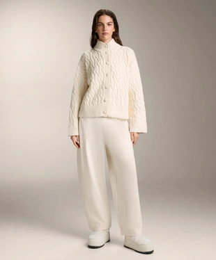 CABLE KNIT BOMBER JACKET WITH BUTTONS- Заказать в России