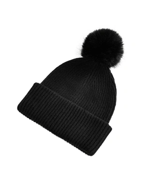 WOOL BLEND KNIT HAT WITH POMPOM- Заказать в России