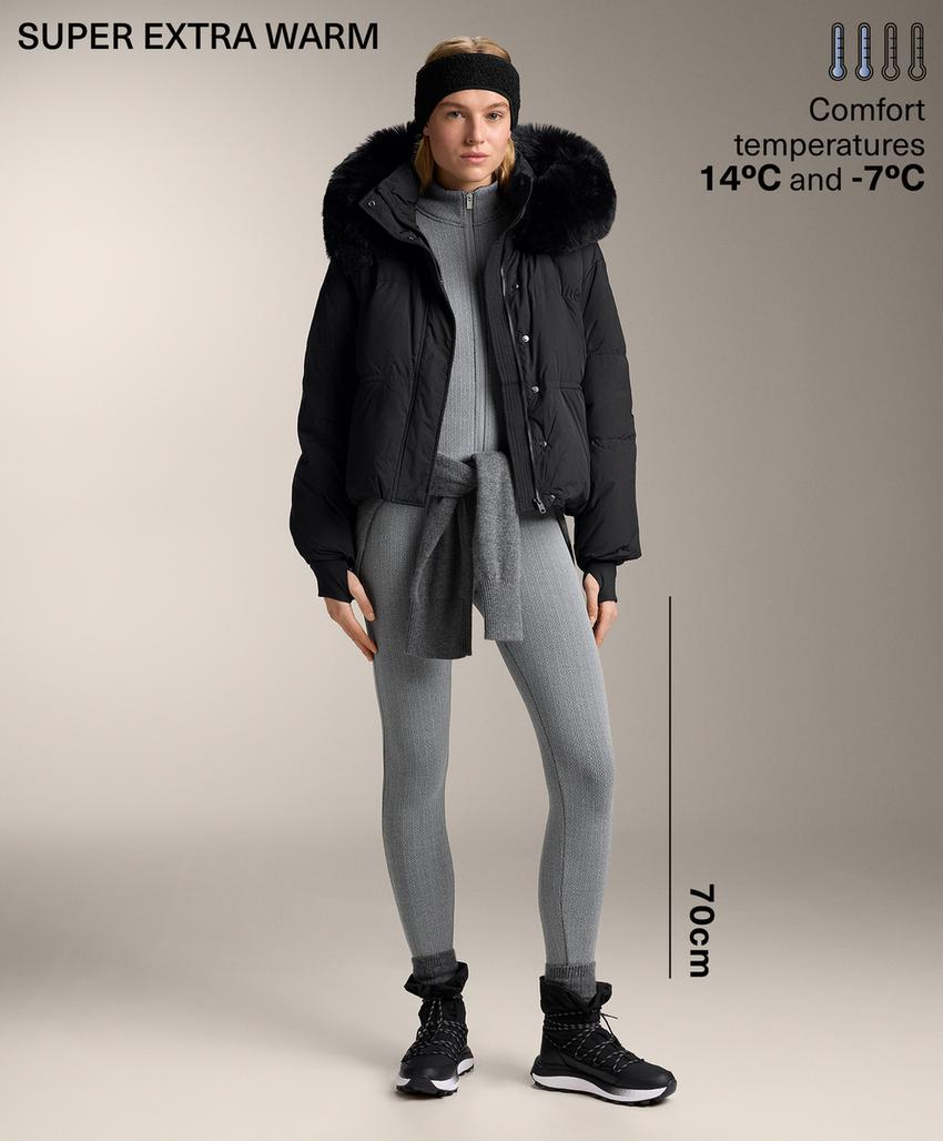 Супер-теплые на возвратной резинке леггинсы 70 см с высокой посадкой до щиколотки