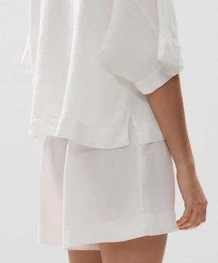 Рубашка оверсайз с короткими рукавами из 100%-го льна- Заказать в России