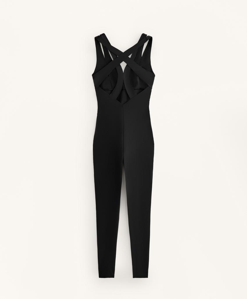 Сжатый длинный комбинезон с двойным ремнем