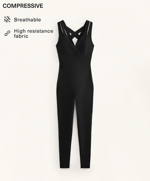 Сжатый длинный комбинезон с двойным ремнем- Заказать в России