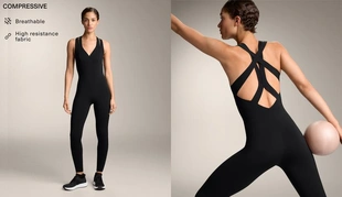 Сжатый длинный комбинезон с двойным ремнем- Заказать в России