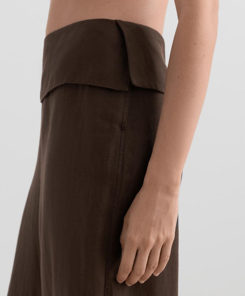 Прямые брюки из 100% льна с завышенным поясом