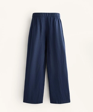 100% LINEN WIDE STRAIGHT-LEG TROUSERS WITH CROSSOVER FRONT- Заказать в России