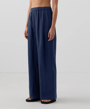 100% LINEN WIDE STRAIGHT-LEG TROUSERS WITH CROSSOVER FRONT- Заказать в России