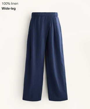 100% LINEN WIDE STRAIGHT-LEG TROUSERS WITH CROSSOVER FRONT- Заказать в России