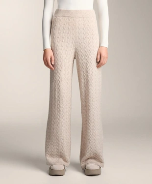 CABLE KNIT STRAIGHT LEG TROUSERS- Заказать в России