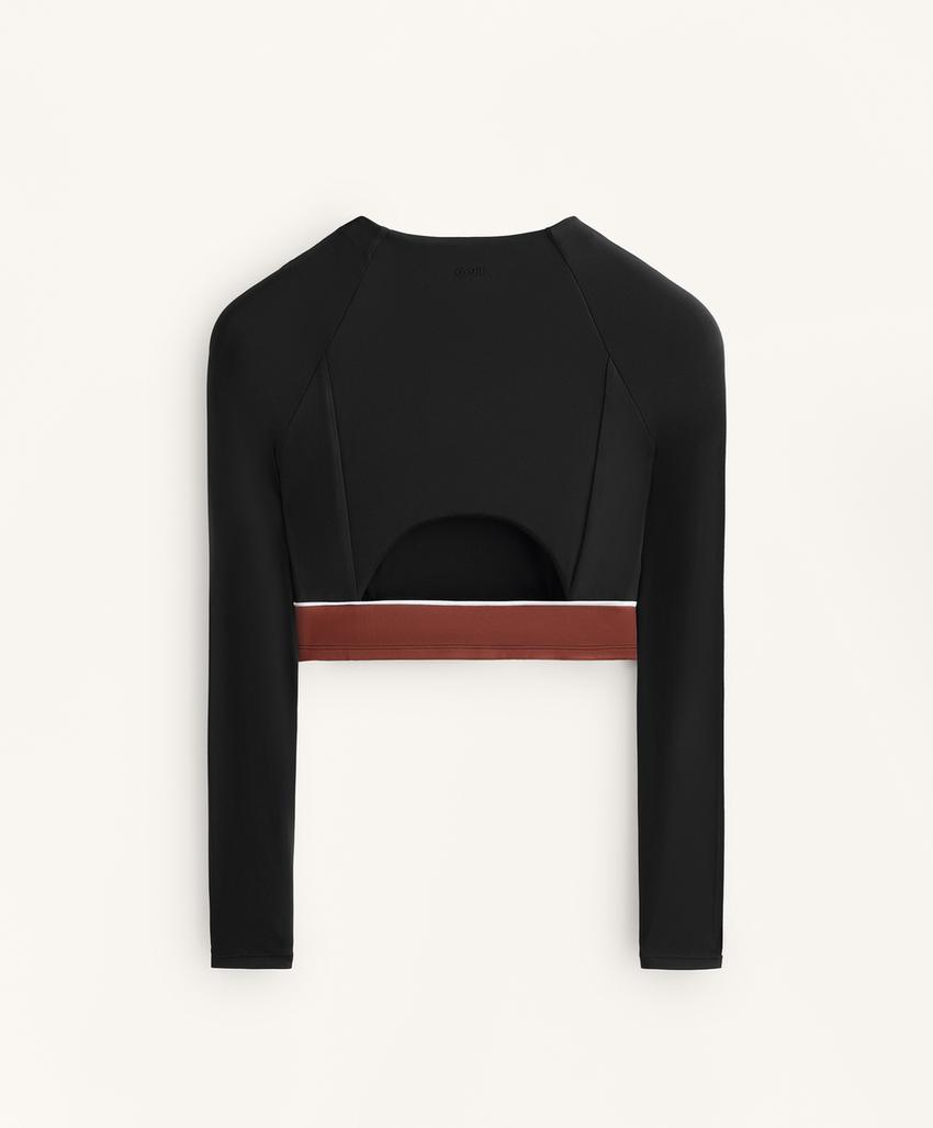 Топ с длинными рукавами и блок-колор сетчатыми вставками comfortlux