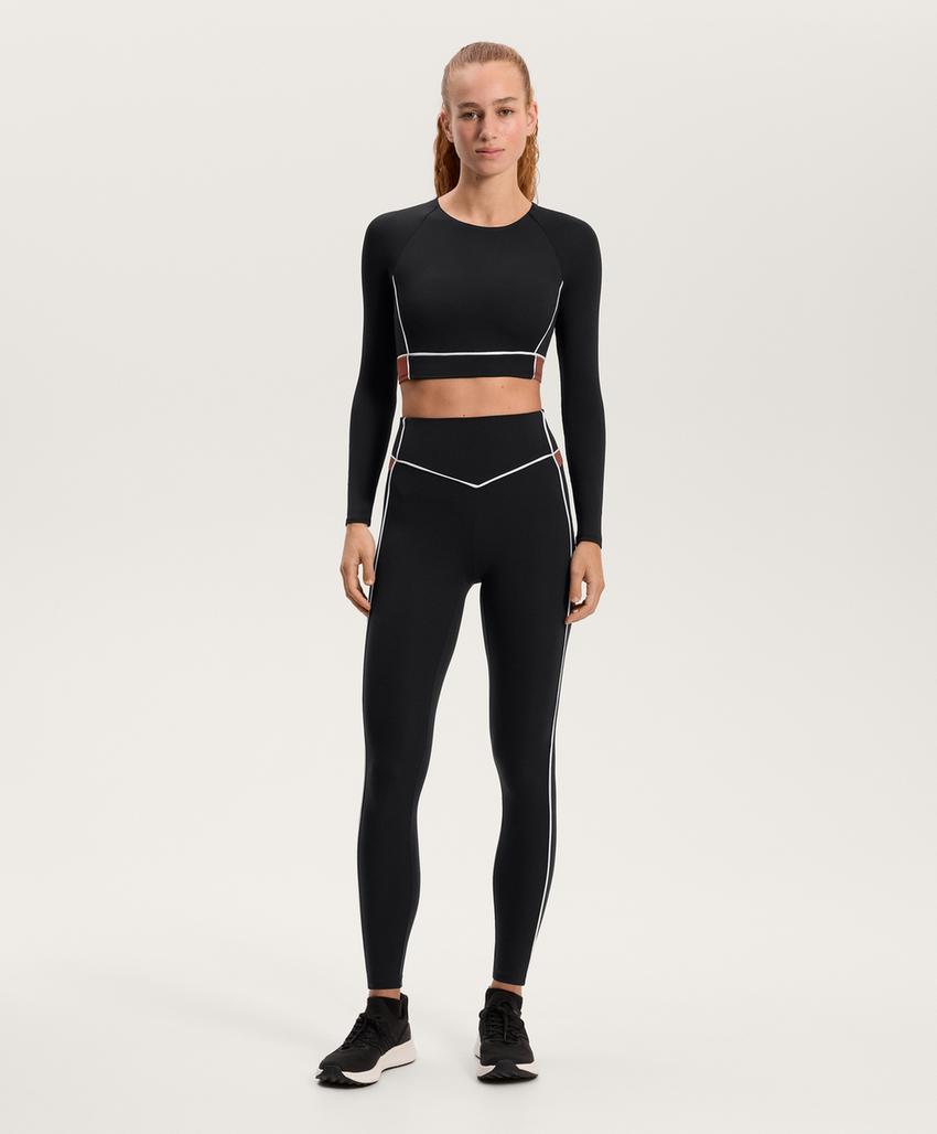 Топ с длинными рукавами и блок-колор сетчатыми вставками comfortlux