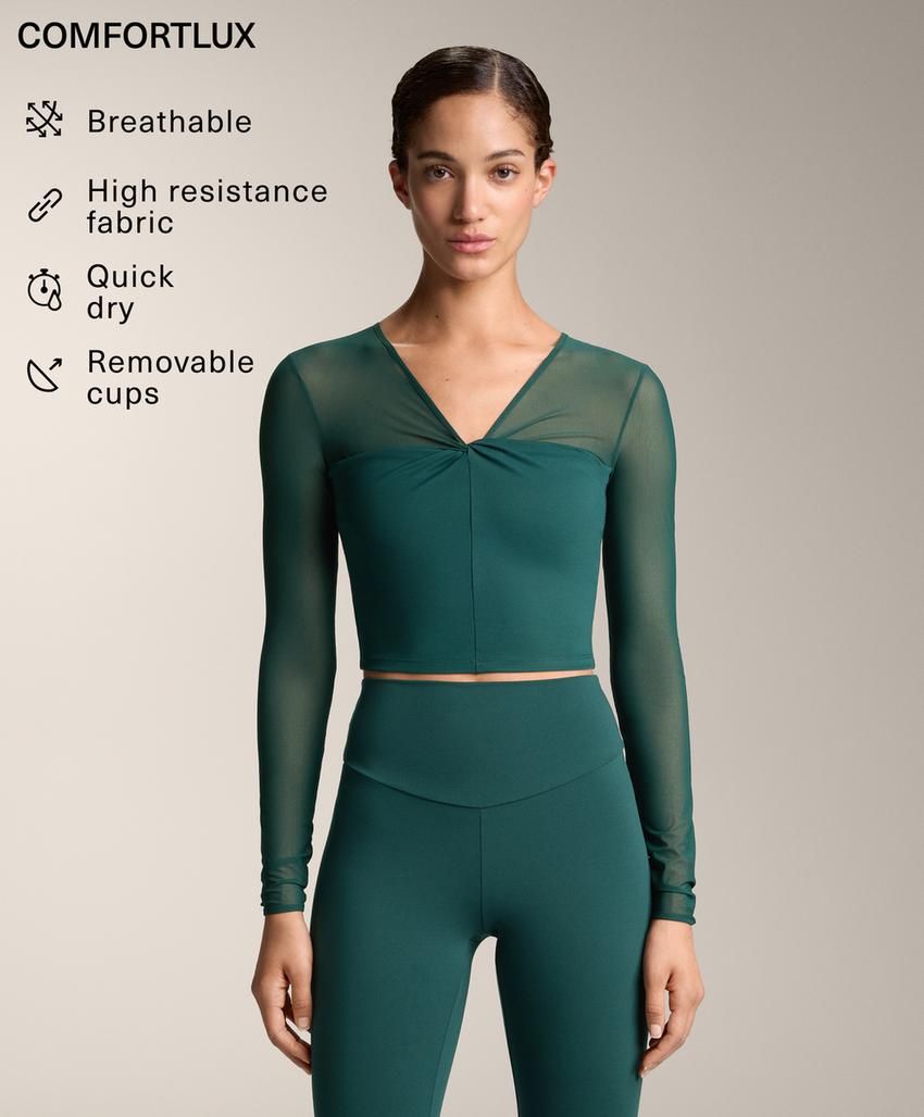 Топ с длинными рукавами и сетчатыми вставками comfortlux