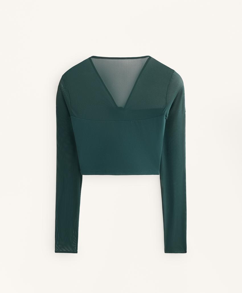 Топ с длинными рукавами и сетчатыми вставками comfortlux