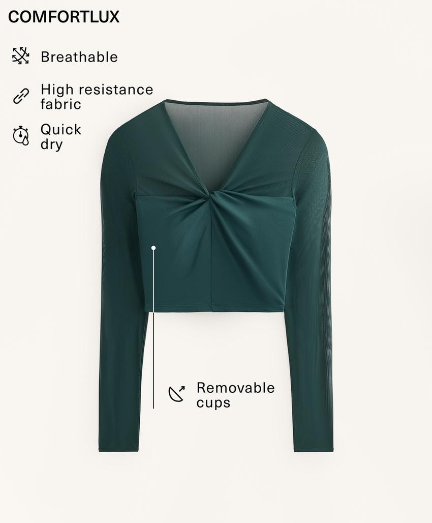 Топ с длинными рукавами и сетчатыми вставками comfortlux