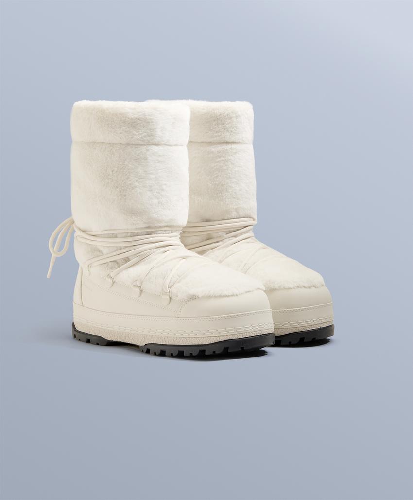 Фирменные ботинки на шнуровке из технического искусственного меха