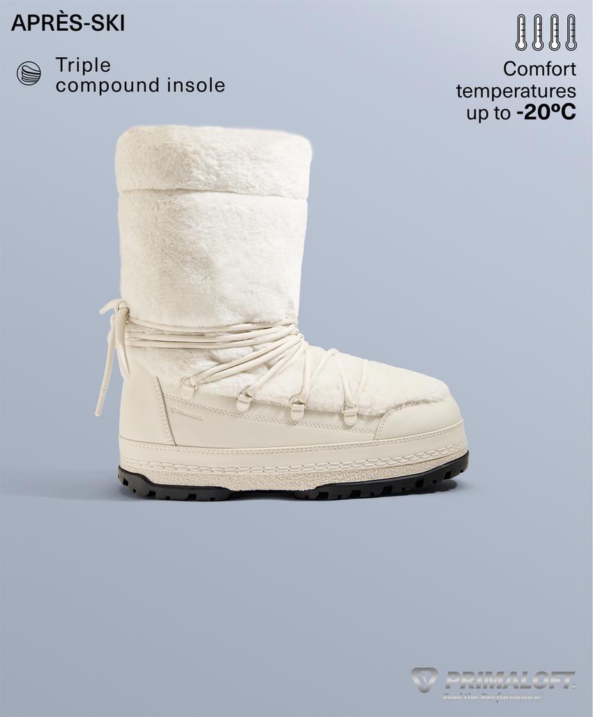 Фирменные ботинки на шнуровке из технического искусственного меха