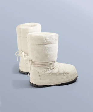 Фирменные ботинки на шнуровке из технического искусственного меха- Заказать в России