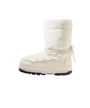 Фирменные ботинки на шнуровке из технического искусственного меха- Заказать в России