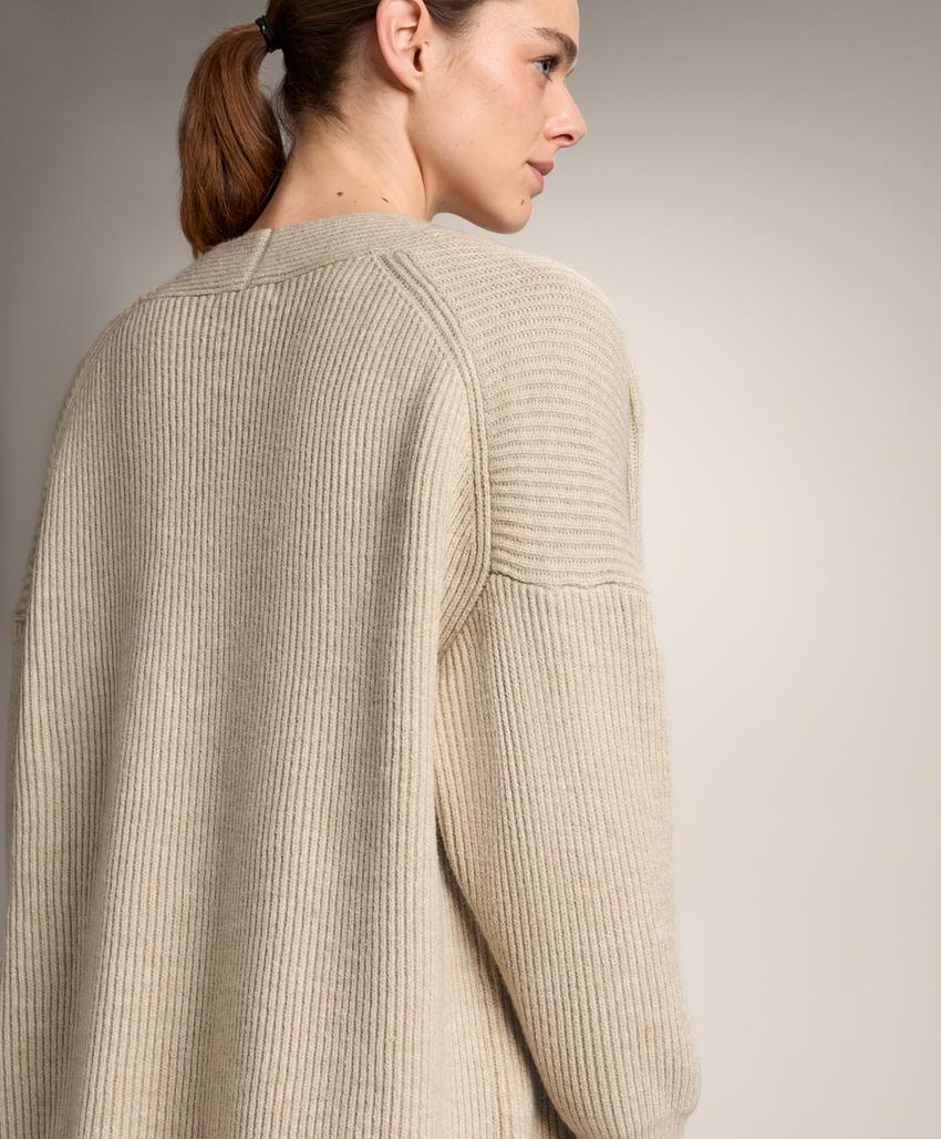 Длинный кардиган из ребристого трикотажа