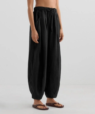 100% LINEN BALLOON TROUSERS- Заказать в России