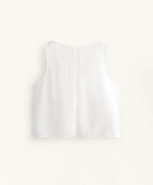 100% LINEN V-NECK STRAP TOP- Заказать в России