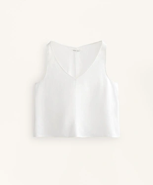 100% LINEN V-NECK STRAP TOP- Заказать в России
