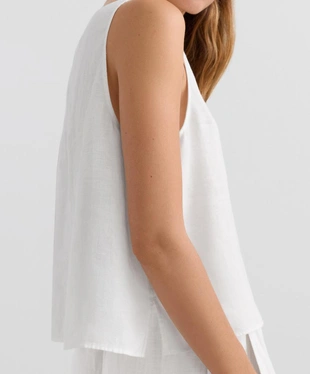 100% LINEN V-NECK STRAP TOP- Заказать в России