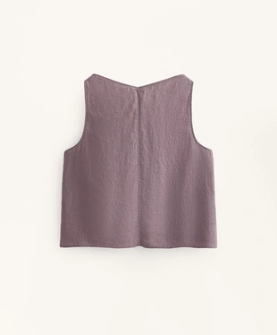 100% LINEN V-NECK STRAP TOP- Заказать в России