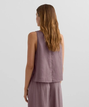 100% LINEN V-NECK STRAP TOP- Заказать в России