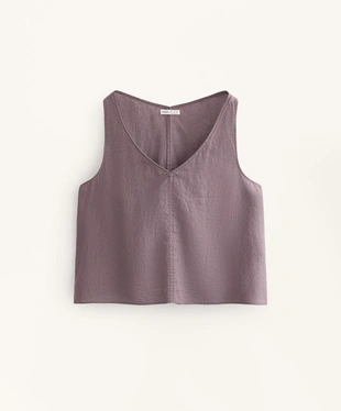 Топ на бретельках из 100% льна с V-образным вырезом- Заказать в России