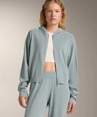 HOODED RIB-KNIT JACKET- Заказать в России