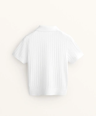 Поло из вязаного полотна с узором ажурной вязки- Заказать в России