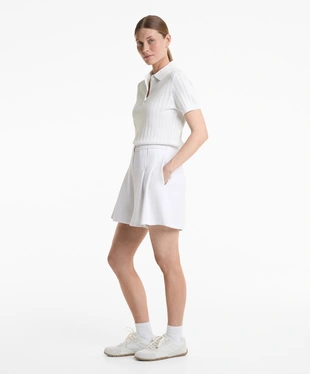 Поло из вязаного полотна с узором ажурной вязки- Заказать в России