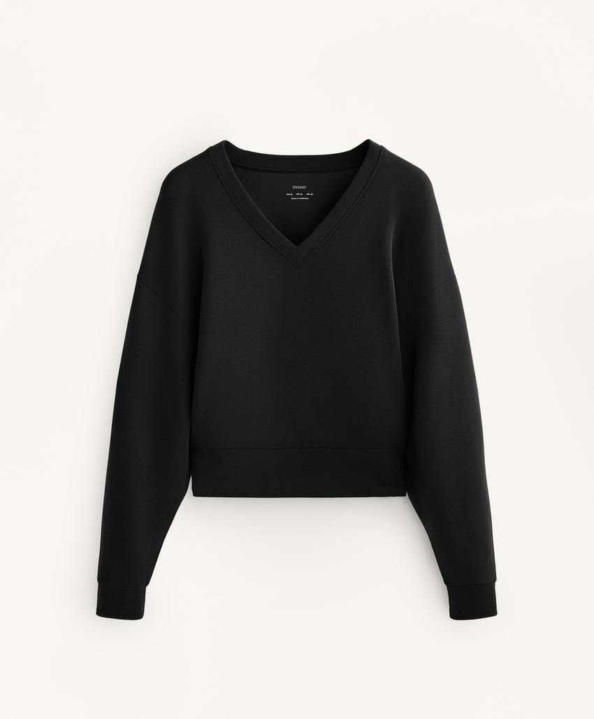 Свитшот с v-образным вырезом и приталенной талией из мягкого модала