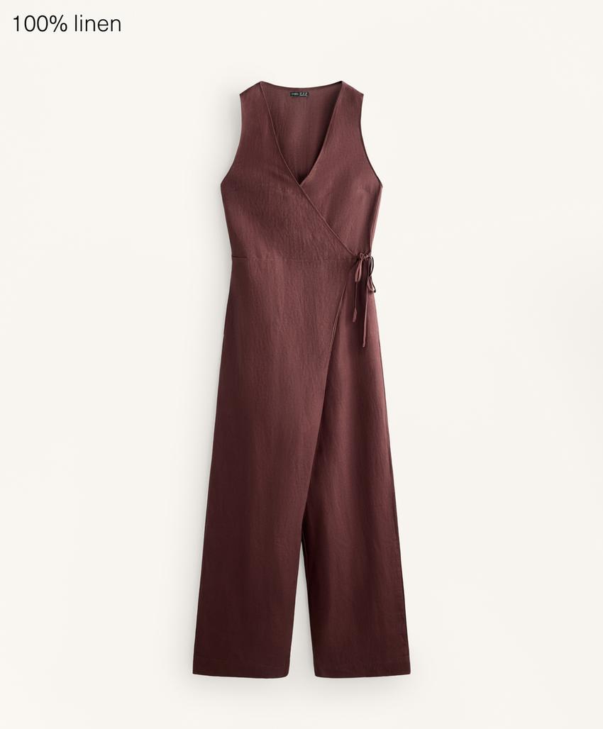 Комбинезон-сарафан с оборками и льном