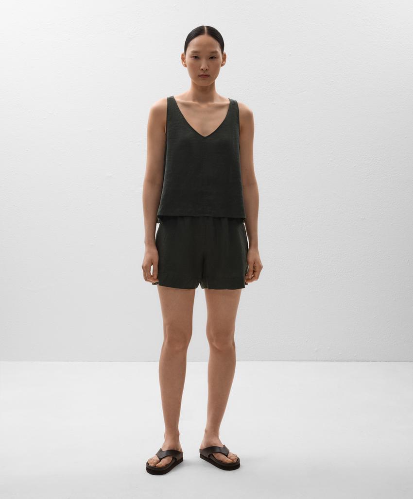 В-образный топ из 100% льна