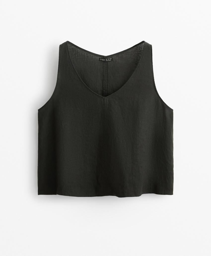 В-образный топ из 100% льна