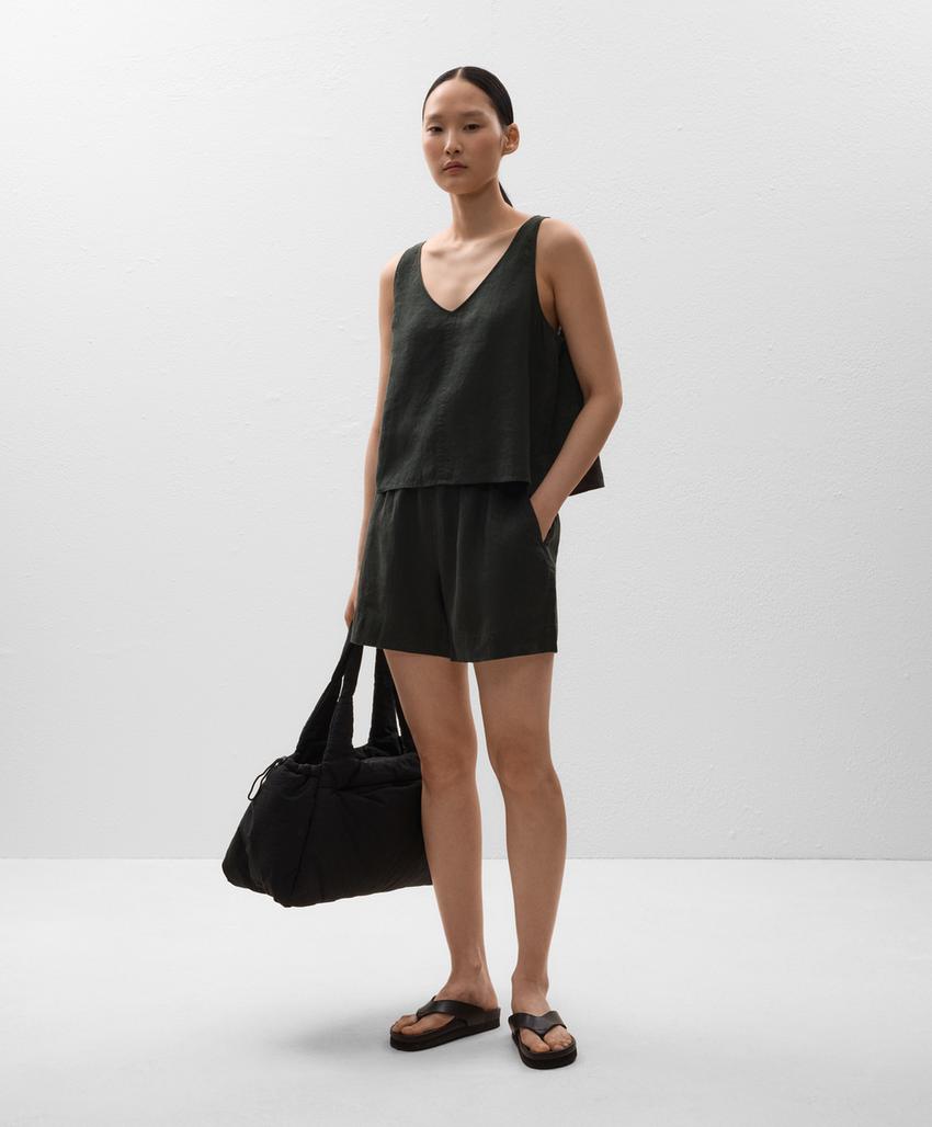 В-образный топ из 100% льна