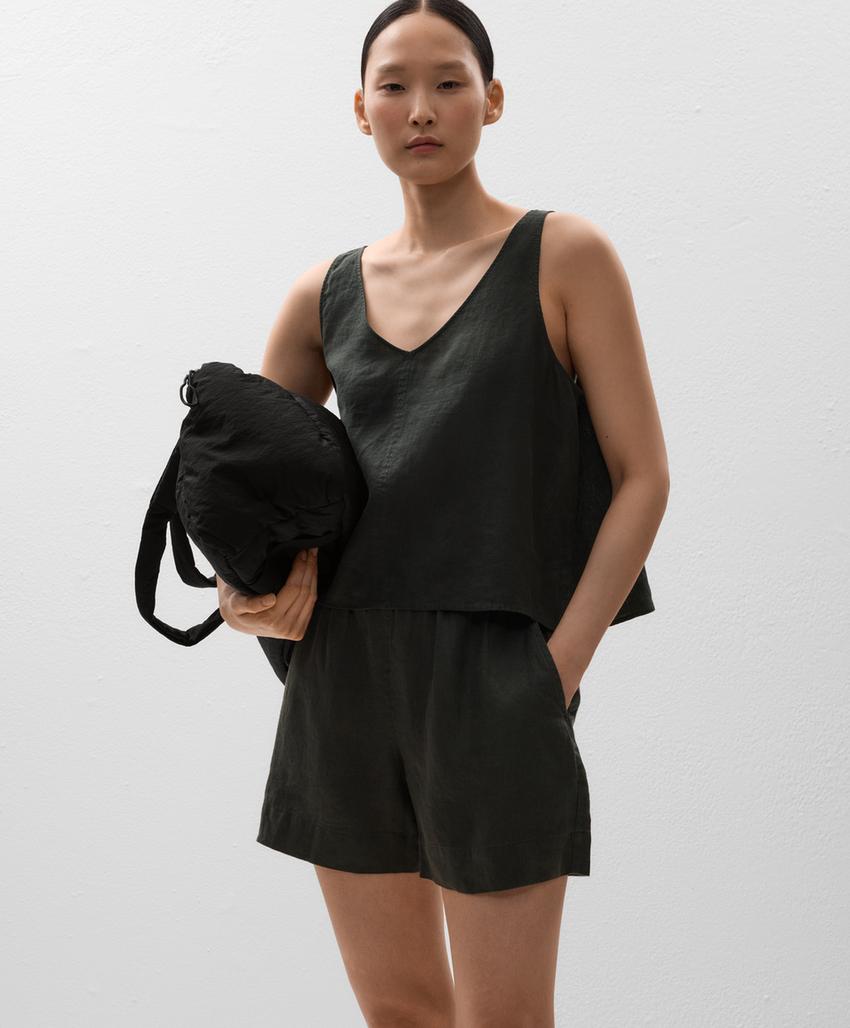 В-образный топ из 100% льна