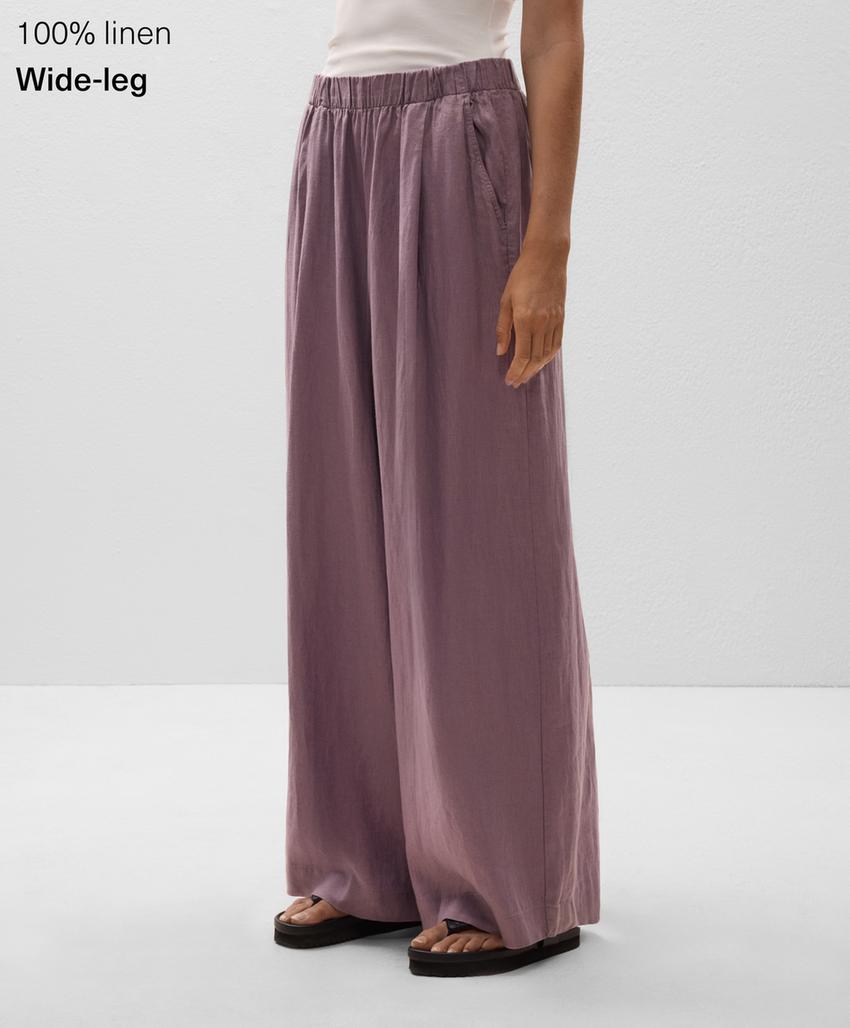 Широкие льняные брюки из 100% льна