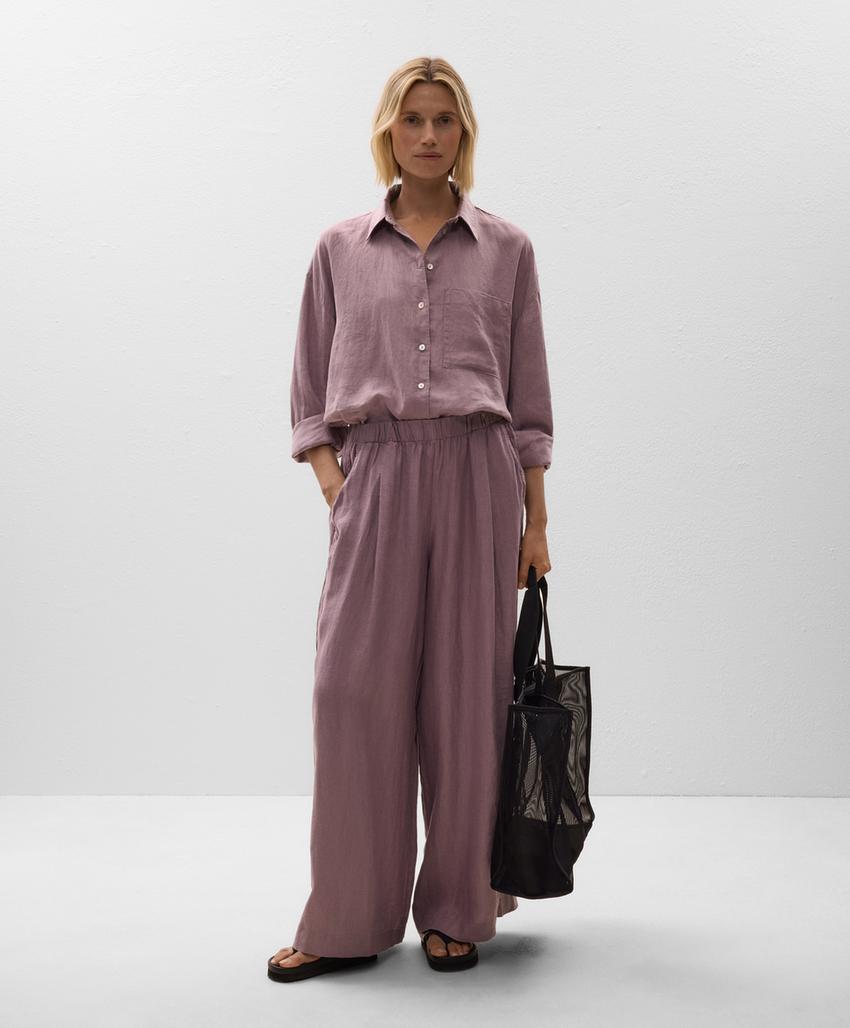 Широкие льняные брюки из 100% льна