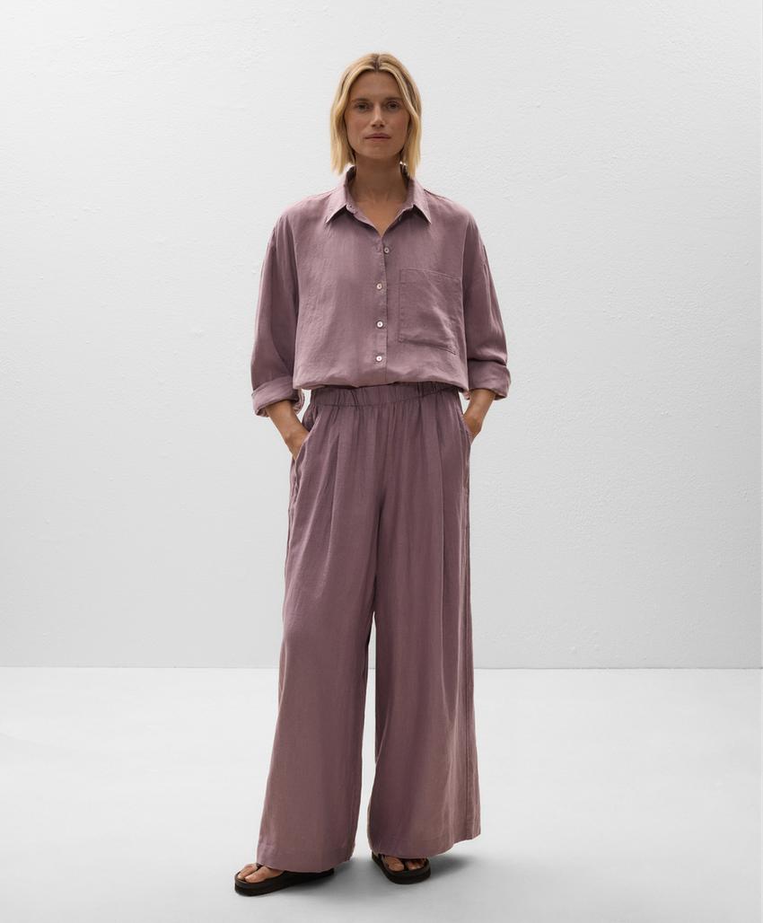 Широкие льняные брюки из 100% льна