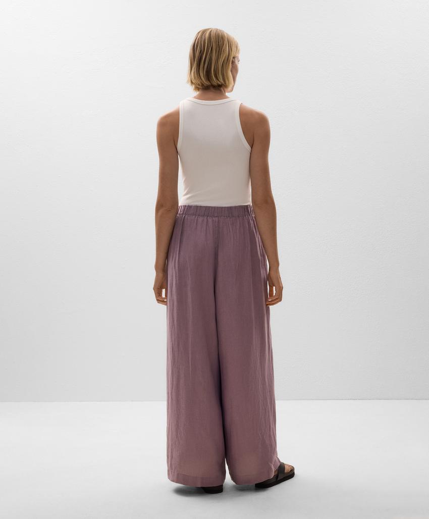 Широкие льняные брюки из 100% льна