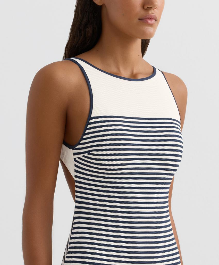 Купальник с завязками в полоску