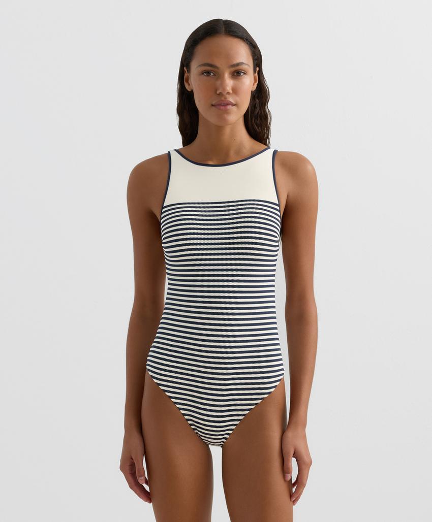 Купальник с завязками в полоску