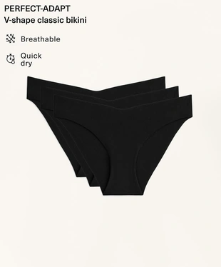 3 невидимых трусиков-бикини классического кроя V-образного выреза из полиамидно-вискозного трикотажа- Заказать в России