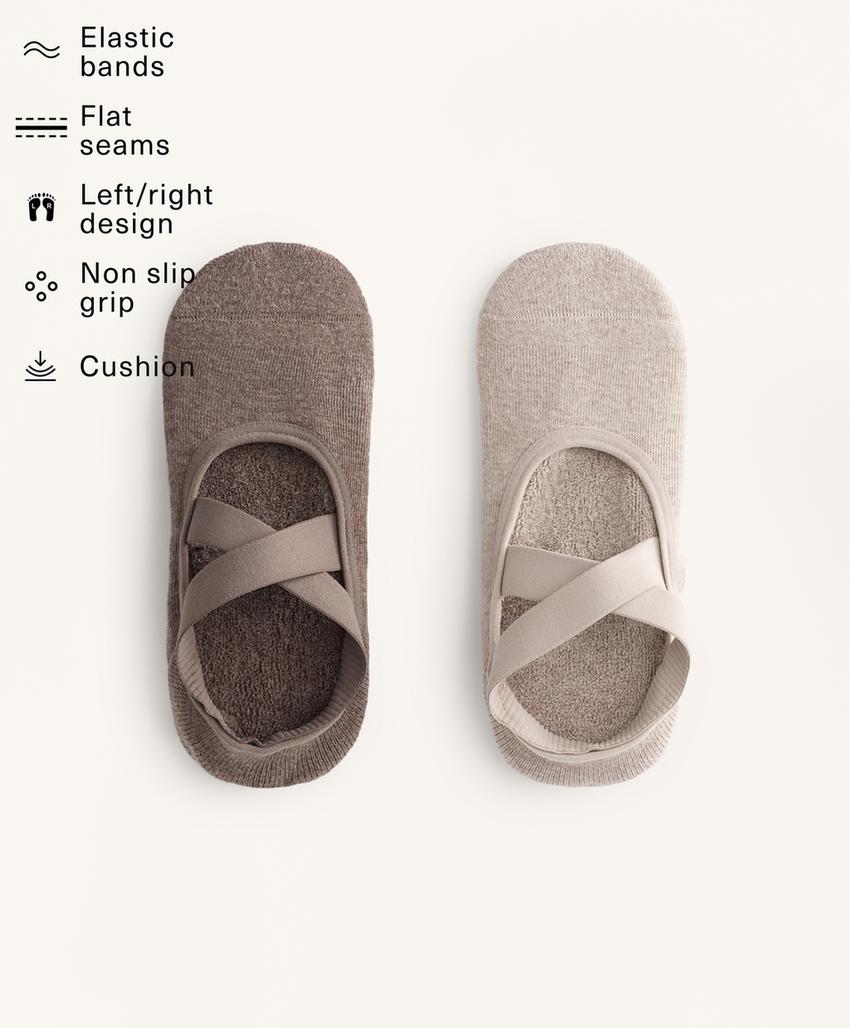 2 пары носков из хлопка и силикона для йоги и пилатеса с перекрестными ремешками