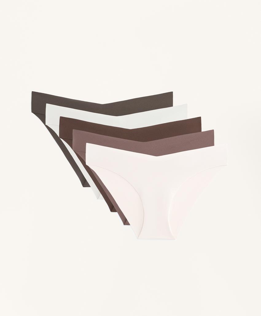 Набор из 5 классических трусиков с невидимым v-вырезом из полиамидного волокна