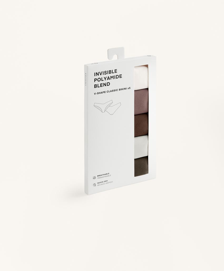 Набор из 5 классических трусиков с невидимым v-вырезом из полиамидного волокна