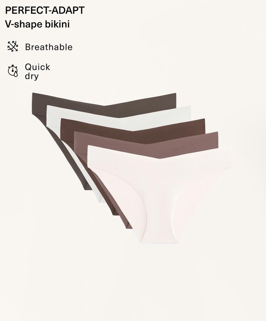 Набор из 5 классических трусиков с невидимым v-вырезом из полиамидного волокна
