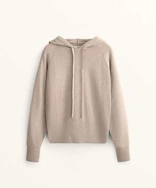 Купить OYSHO Джемпер из рельефной вязки с капюшоном на завязках и поясом на талии